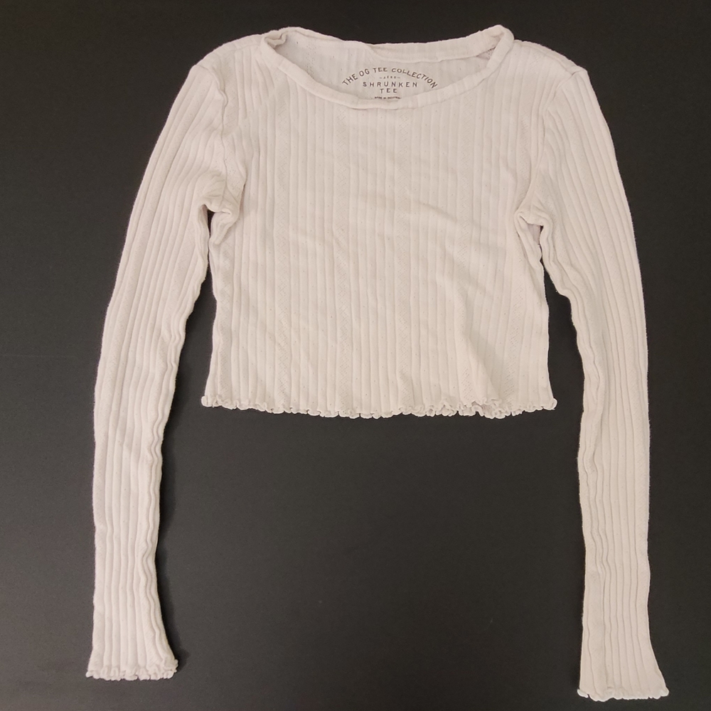 Aeropostale White Ribbed Crop Top